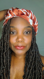 CORAL IKAT - SILK HEADWRAP