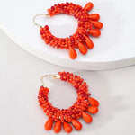 Load image into Gallery viewer, RED BEADED BOHO - EARRINGS
