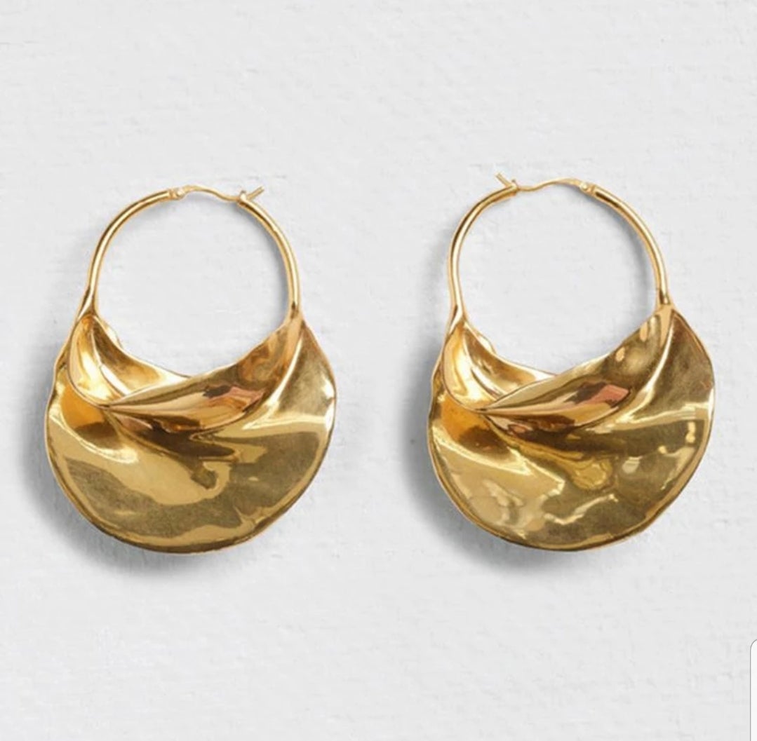 GOLD IRREGULAR SHAPED HOOP - EARRINGS