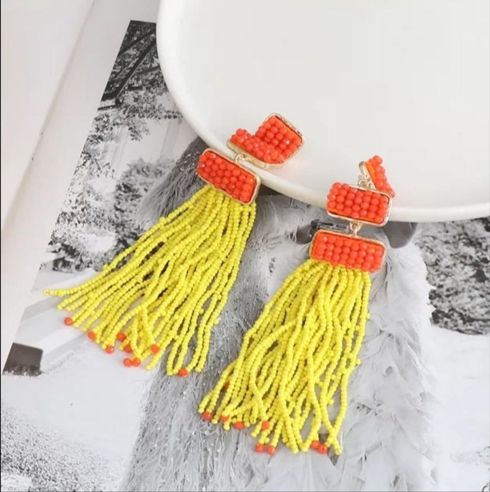 YELLOW BOHO FRINGE - EARRINGS