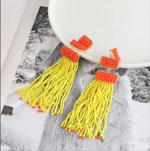 YELLOW BOHO FRINGE - EARRINGS